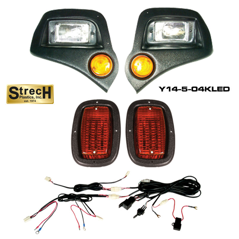 Club Car Headlights, LED Taillights & Basic Wire Harness Textured Black C-5-23KLED