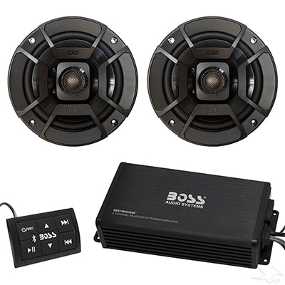 Bluetooth Audio Package with Boss 4x100 Watt Marine Grade Amp and Boss 5.25" Speakers RAD-052