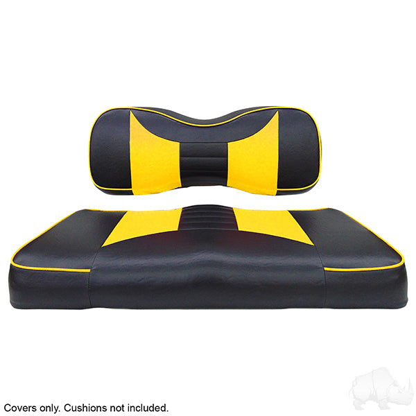 RHOX Front Seat Cover Set Rally Black Yellow Yamaha Drive2 Drive SEAT-051BY-R-CV