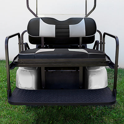 SEAT-415BSCF-R - RHOX Rhino Aluminum Seat Kit, Rally Black Carbon Fiber/Silver Carbon Fiber,  E-Z-GO TXT 96+ SEAT-415BSCF-R