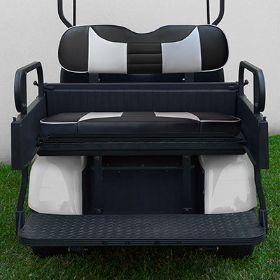 SEAT-911BSCF-R - RHOX Rhino Seat Box Kit, Rally Black Carbon Fiber/Silver Carbon Fiber,  E-Z-GO TXT 96+ SEAT-911BSCF-R