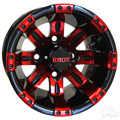 RHOX Wheel VeGas Black Red With Center Cap 10x7 ET-25 TIR-RX160-BR