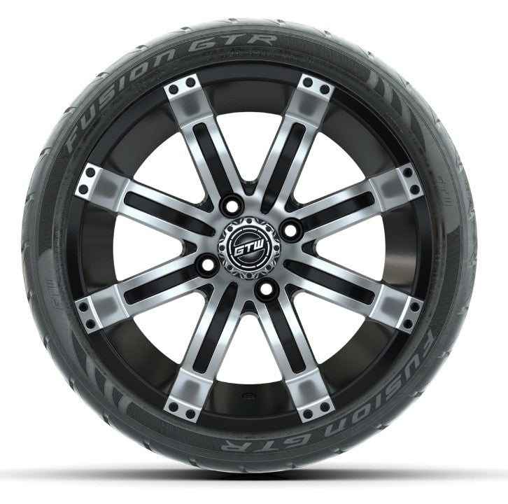 12 GTW Pursuit Black/Machined Wheels with Mamba Street Tires  Set of 4 A19-279