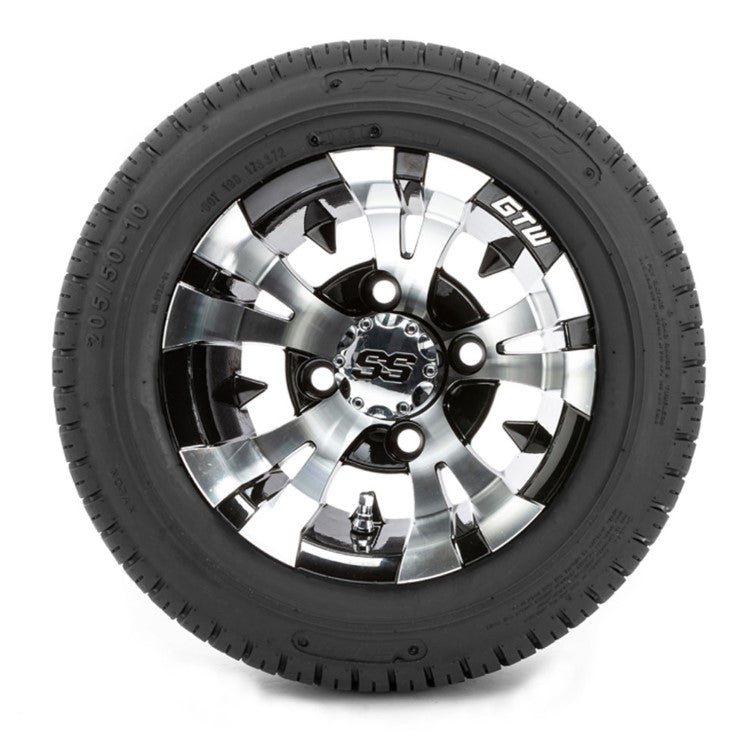 10" GTW Vampire Black and Machined Wheels with 18" Fusion DOT Street Tires - Set of 4 A19-339