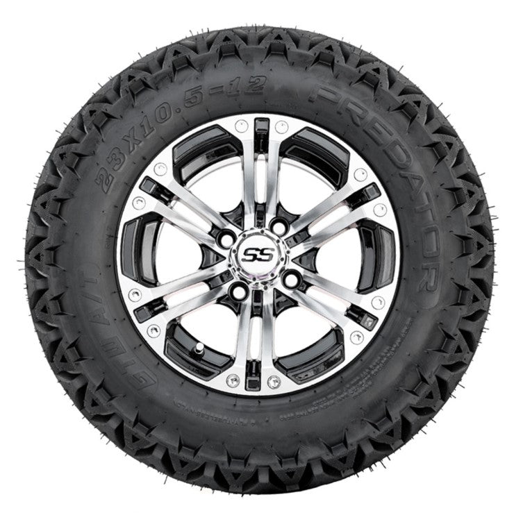 12" GTW Specter Black and Machined Wheels with 22" Timberwolf Mud Tires - Set of 4 A19-340