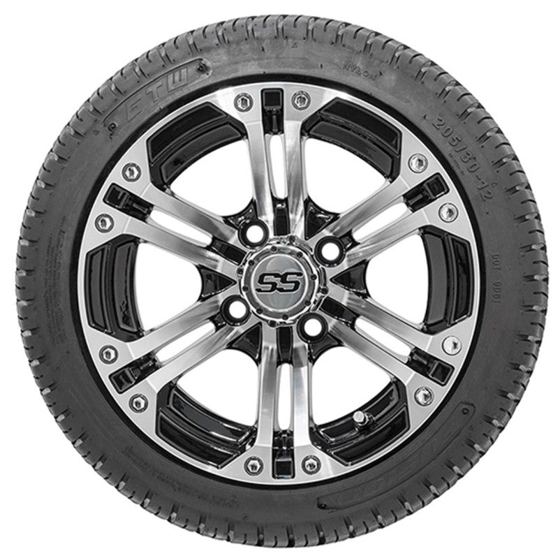 12" GTW Specter Black and Machined Wheels with 18" Fusion DOT Street Tires - Set of 4 A19-344