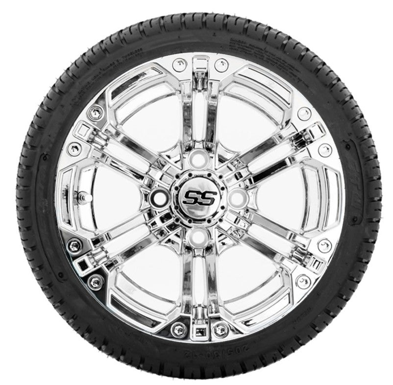 12" GTW Specter Chrome Wheels with 18" Fusion DOT Street Tires - Set of 4 A19-349