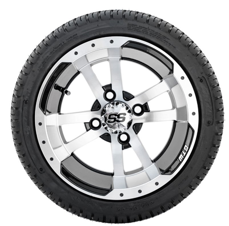 12" GTW Storm Trooper Black and Machined Wheels with 18" Fusion DOT Street Tires - Set of 4 A19-354