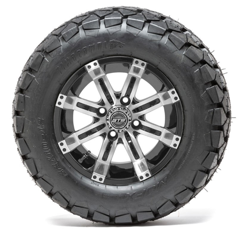 12" GTW Tempest Black and Machined Wheels with 22" Timberwolf Mud Tires - Set of 4 A19-356