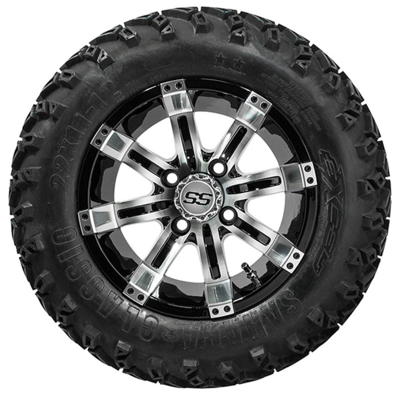 12" GTW Tempest Black and Machined Wheels with 22" Sahara Classic A-T Tires - Set of 4 A19-357
