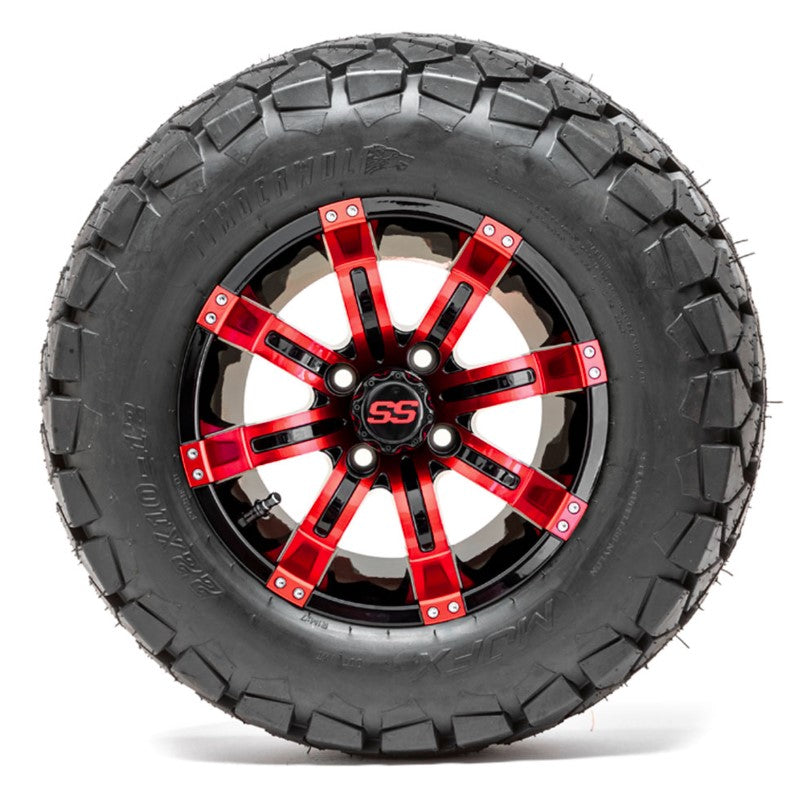 12" GTW Tempest Black and Red Wheels with 23" Predator A-T Tires - Set of 4 A19-360