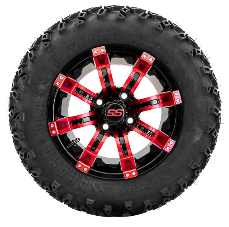 12" GTW Tempest Black and Red Wheels with 22" Sahara Classic A/T - Set of 4 A19-362