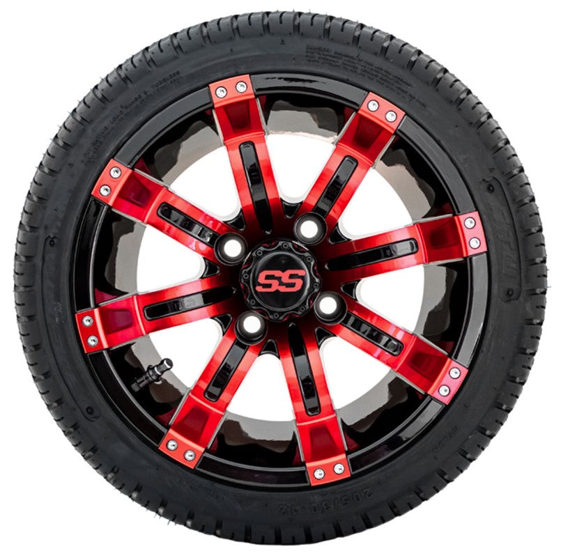 12" GTW Tempest Black and Red Wheels with 18" Fusion DOT Street Tires - Set of 4 A19-364