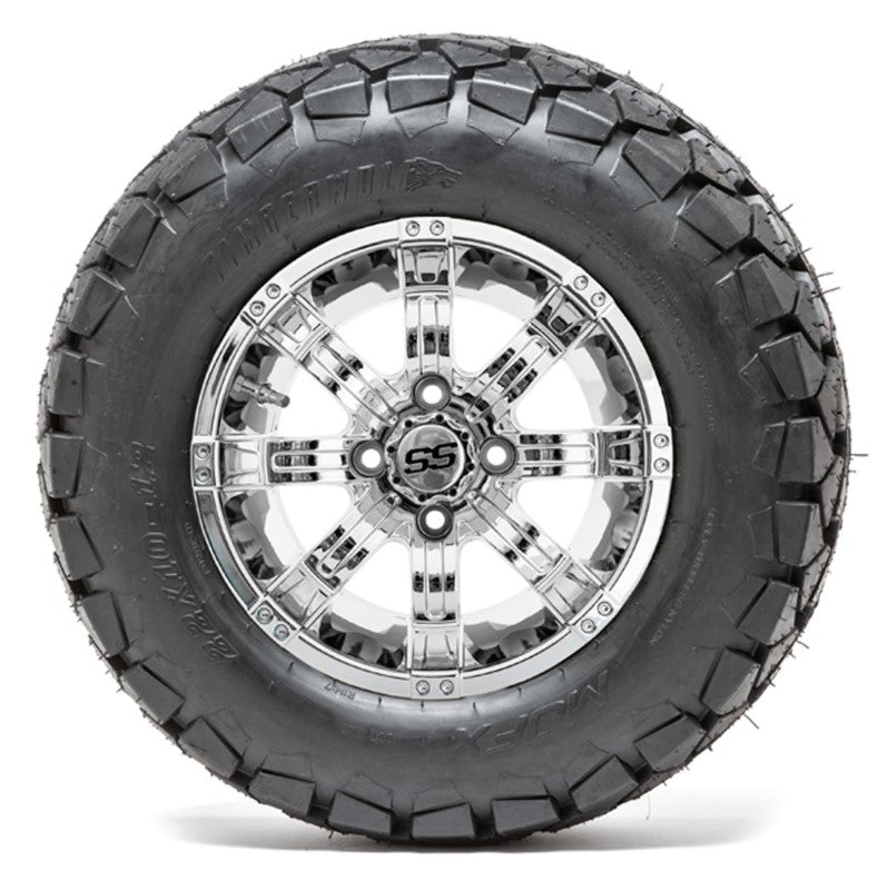 12" GTW Tempest Chrome Wheels with 22" Timberwolf Mud Tires - Set of 4 A19-366