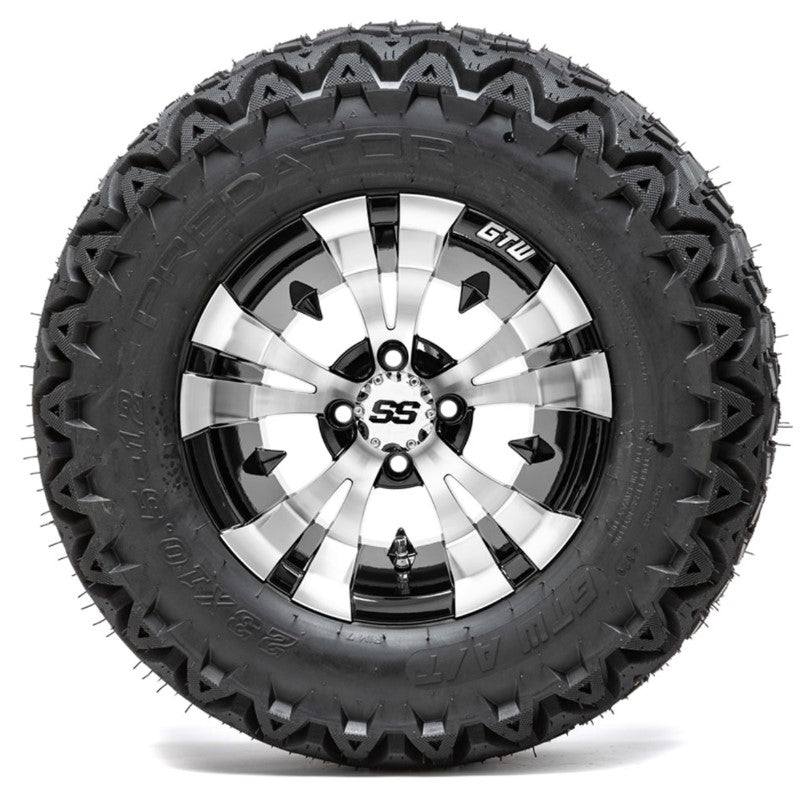 12" GTW Vampire Black and Machined Wheels with 23" Predator A/T Tires - Set of 4 A19-370