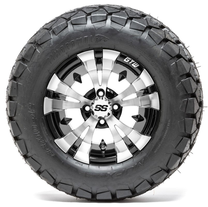 12" GTW Vampire Black and Machined Wheels with 22" Timberwolf Mud Tires - Set of 4 A19-371