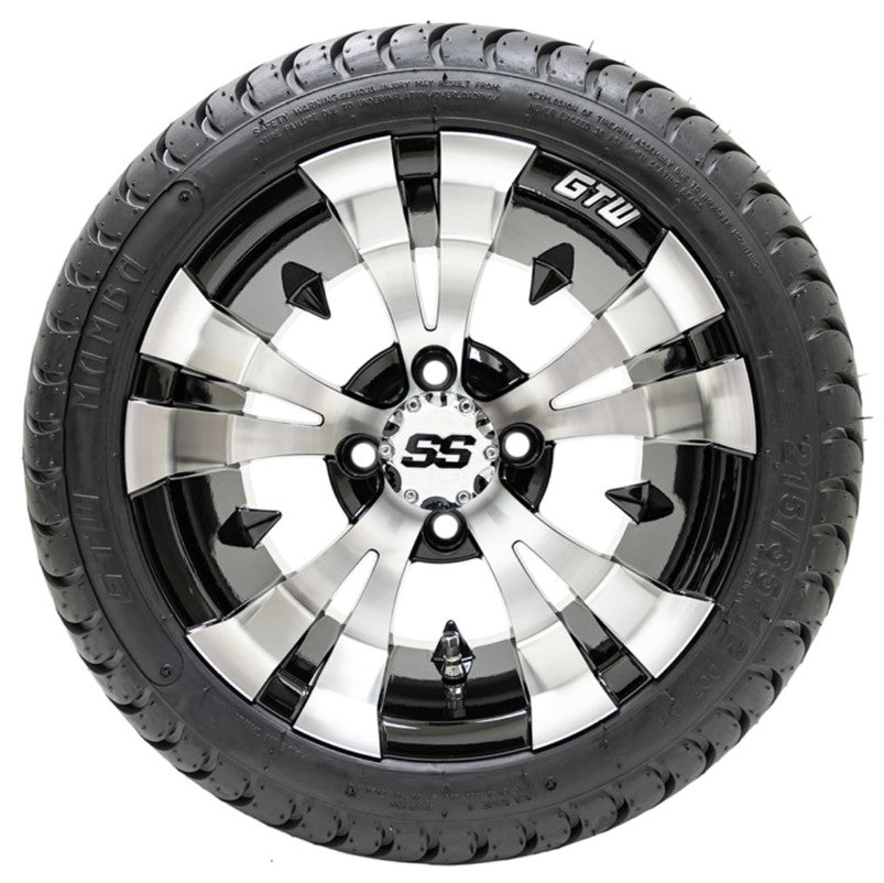 12" GTW Vampire Black and Machined Wheels with 18" DOT Mamba Street Tires - Set of 4 A19-373