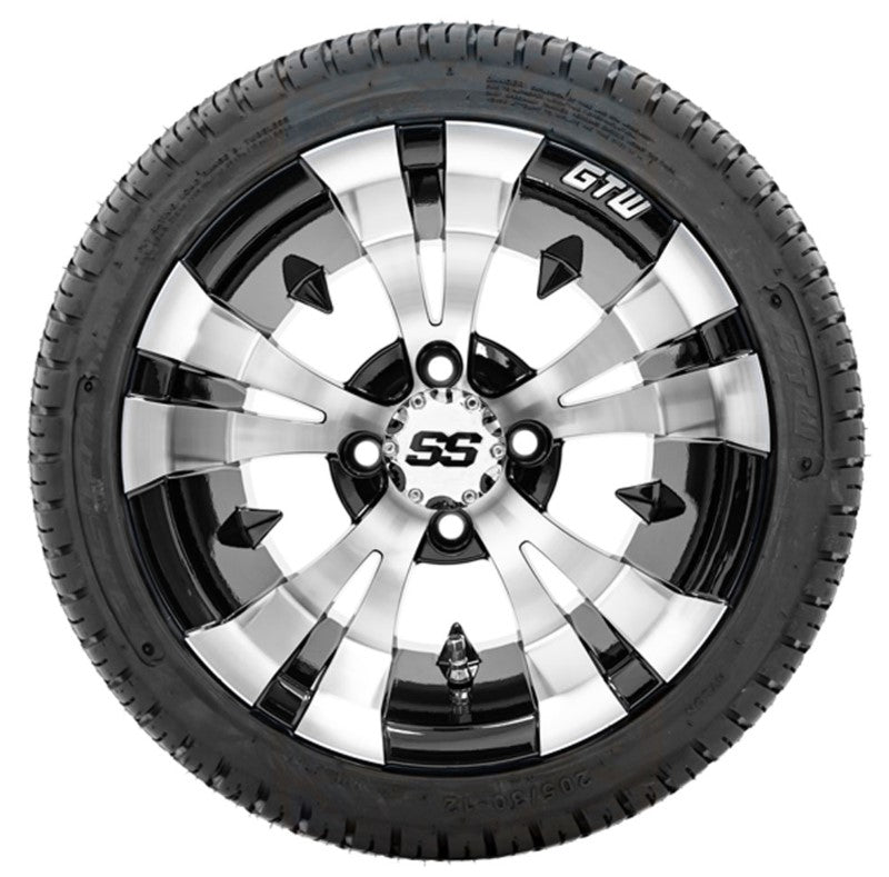 12" GTW Vampire Black and Machined Wheels with 18" Fusion DOT Street Tires - Set of 4 A19-374