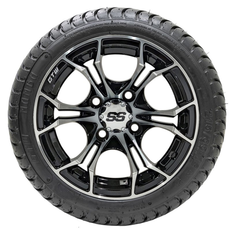 12" GTW Spyder Black and Machined Wheels with 18" DOT Mamba Street Tires - Set of 4 A19-378
