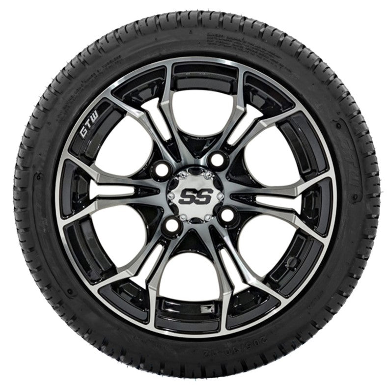 12" GTW Spyder Machined and Black Wheels with 18" Fusion DOT Street Tires - Set of 4 A19-379