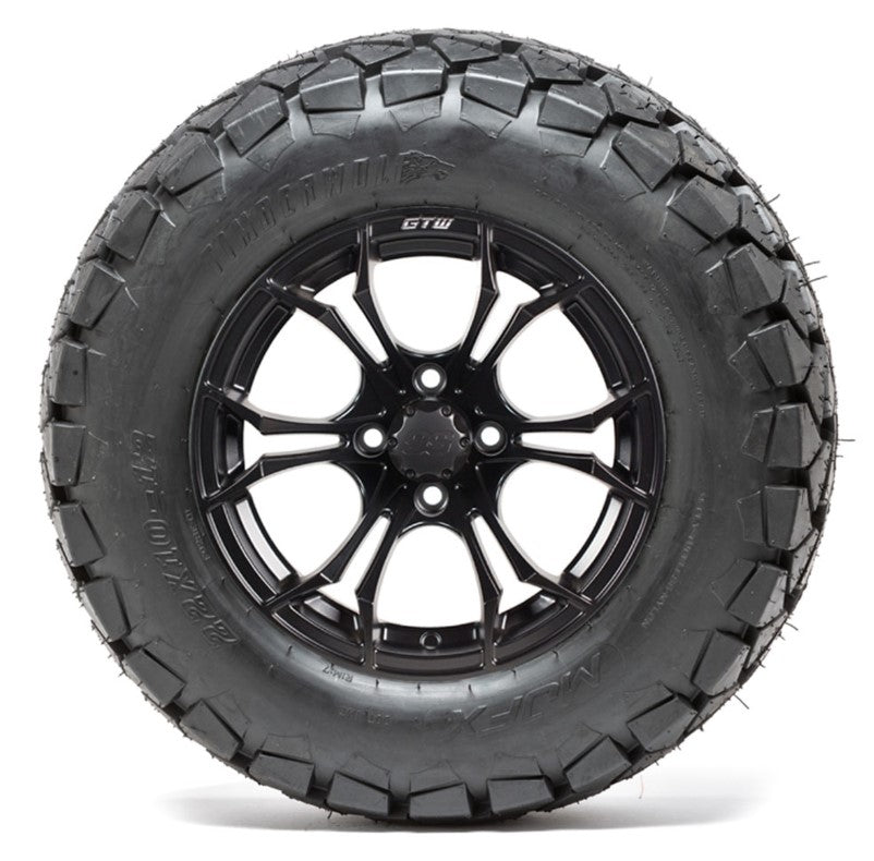 12" GTW Spyder Black and Machined Wheels with 22" Timberwolf Mud Tires - Set of 4 A19-387