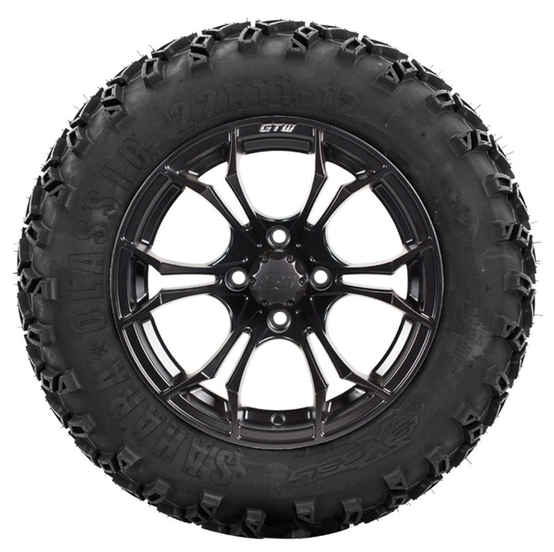 12" GTW Spyder Matte Black Wheels with Sahara Classic A/T Tires - Set of 4 A19-388