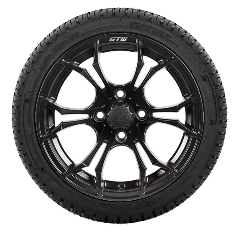 12" GTW Spyder Matte Black Wheels with 18" Fusion DOT Street Tires - Set of 4 A19-390