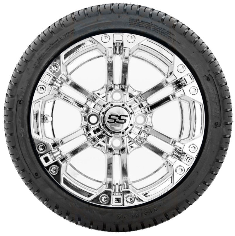 12" GTW Specter Chrome Wheels with Fusion DOT Street Tires - Set of 4 A19-248