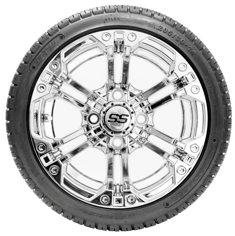 14" GTW Specter Chrome Wheels with Fusion DOT Street Tires - Set of 4 A19-249