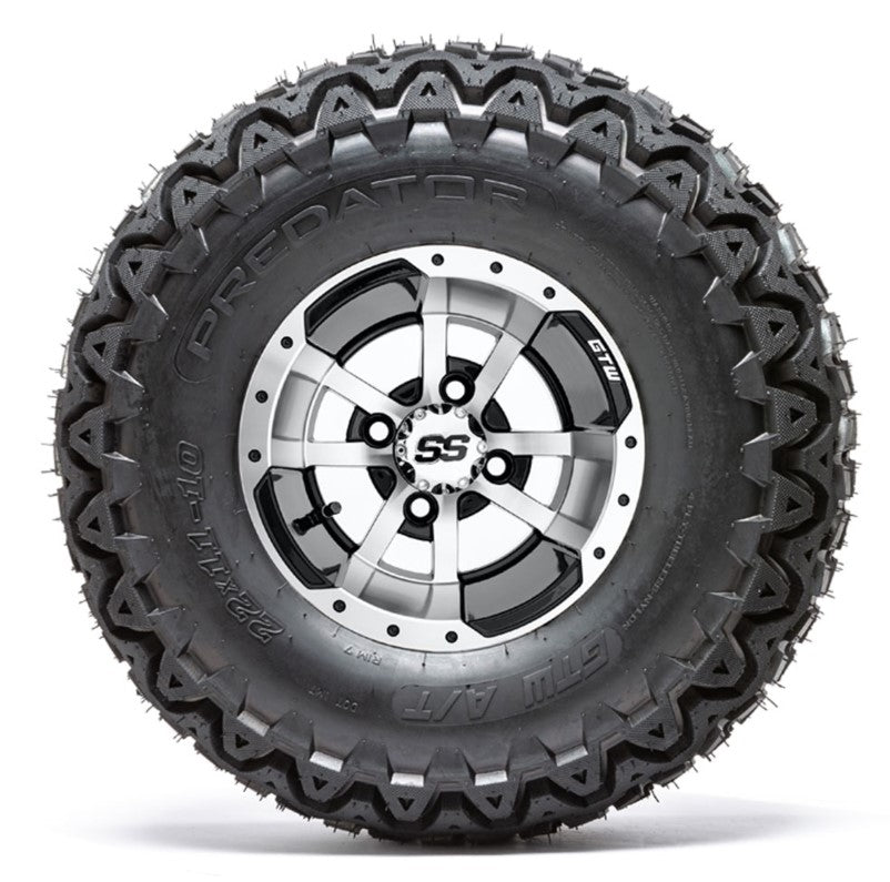 10" GTW Storm Trooper Black and Machined Wheels with 22" Predator A/T Tires - Set of 4 A19-321