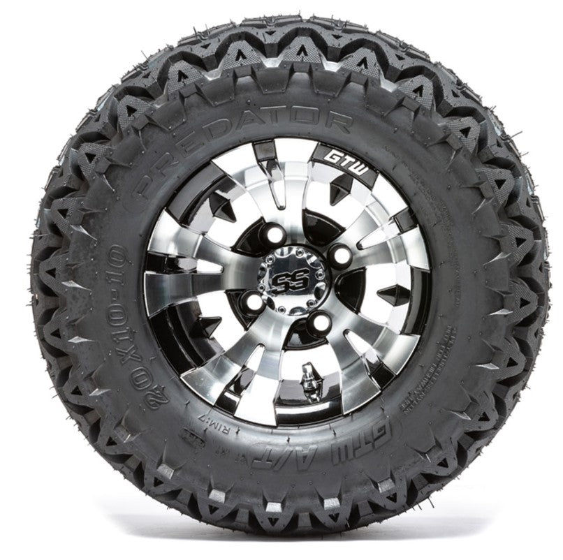 10" GTW Vampire Black and Machined Wheels with 20in Predator A-T Tires - Set of 4 A19-335