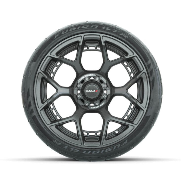 Set of (4) 15" MadJax Flow Form Evolution Gunmetal Wheels with GTW Fusion GTR Street Tires A19-422