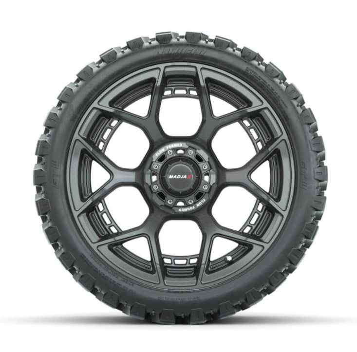 Set of (4) 15" MadJax Flow Form Evolution Gunmetal Wheels with GTW Nomad Off Road Tires A19-423
