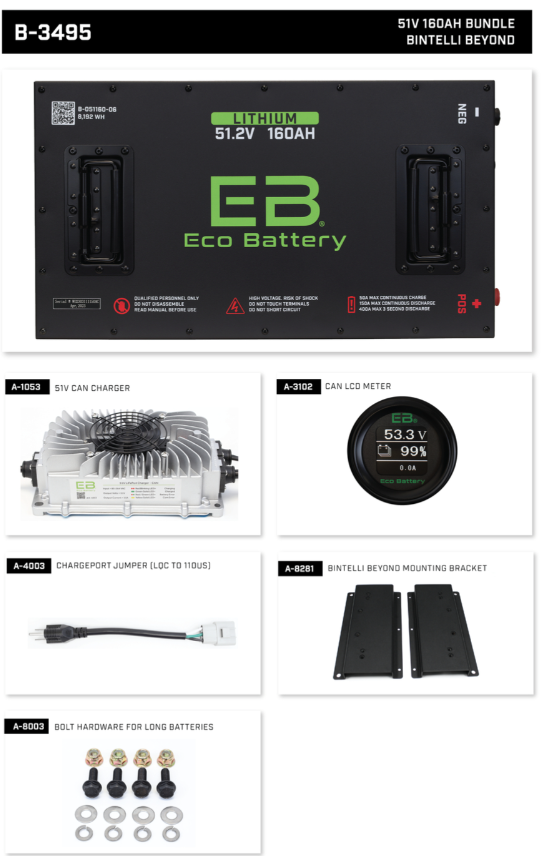 Eco Lithium Battery Complete Bundle for Bintelli Beyond 51.2V 160Ah B-3495